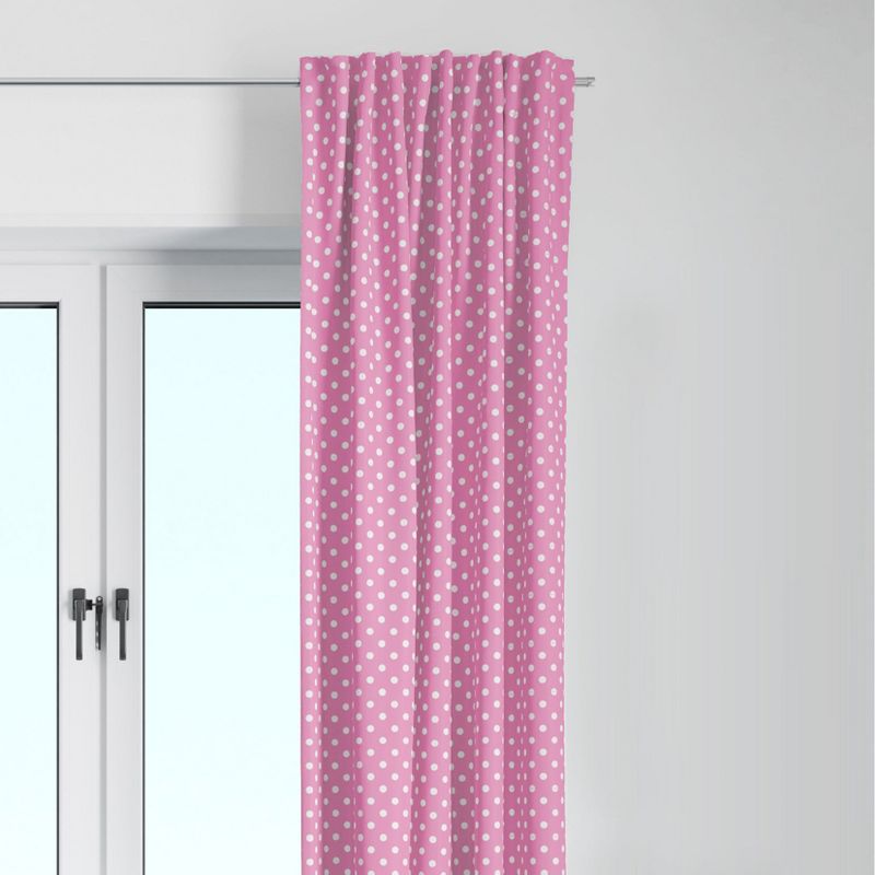 Bacati - Pin Dots Pink Cotton Printed Single Window Curtain Panel, 1 of 5