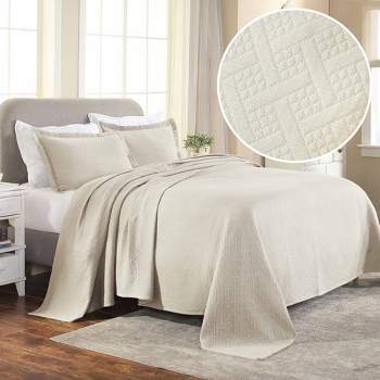 Basketweave Jacquard Matelass Cotton Bedspread Set by Blue Nile Mills