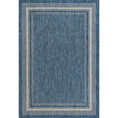 Blue Rectangular Flat Woven Outdoor Area Rug 6' x 9'