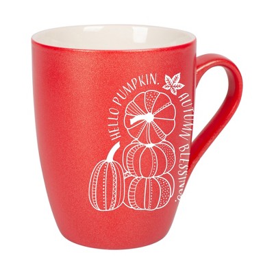 Elanze Designs Hello Pumpkin Autumn Blessings Crimson Red 10 ounce New Bone China Coffee Cup Mug