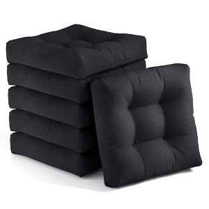 Tangkula Set of 6 Tufted Patio Cushions 4" Outdoor Seat Cushions Waterproof & High Elasticity Square Chair Cushions Black - 1 of 4