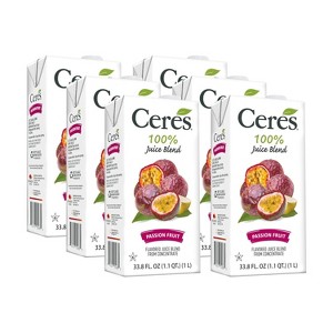 Ceres 100% All Natural Pure Fruit Juice Blend - Delicious Passion Fruit Edition - No Added Sugar or Preservatives - 33.8 FL OZ (Pack of 6) - 1 of 4