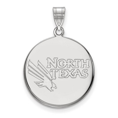 Black Bow Jewelry 14k White Gold North Texas Mean Green NCAA Large Pendant
