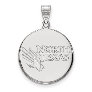 Black Bow Jewelry 14k White Gold North Texas Mean Green NCAA Large Pendant - 1 of 3