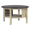 FONTOI Vintage Round Coffee Table with Storage, Cocktail Table with Sliding Door, Slatted Design Table with Cylindrical Legs, Beige, 30.3"*18"*30.3" - 2 of 4