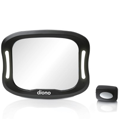 Image of Diono Easy View XXL Baby Car Mirror, Extra Wide View, For Rear Facing Infant, LED Night Light, Black