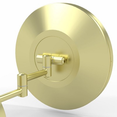 Brushed Brass LED Round Arm Wall Mirror with Switchable Light