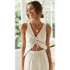 Women's Plain Drawstring Sleeveless Crop Top and Wide - Leg Split Trousers Set - 2 of 4