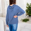 Anna-Kaci Women's Waffle Knit Solid Color Hoodie with Front Pockets - 2 of 4