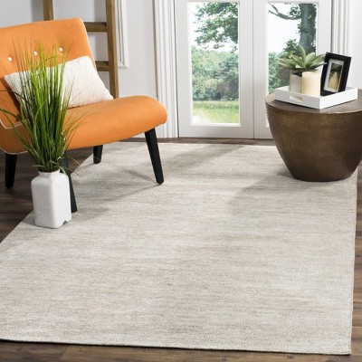 Light Grey Hand-Knotted Wool and Viscose 8' x 10' Area Rug