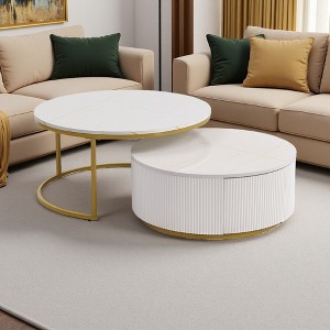 31.5" & 27.6" Round Fluted Nesting Coffee Tables - 1 of 4