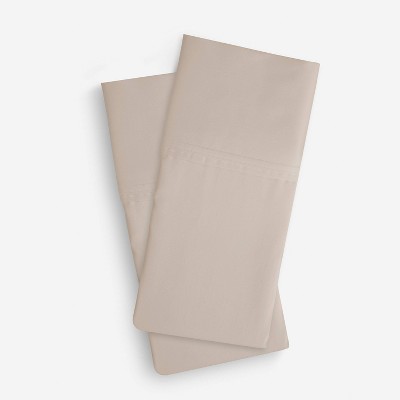 King Medium Beige Cotton and Silk Pillowcase Set