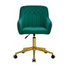 VECELO Velvet Accent Chair, Swivel Vanity Office Chair with Gold Base, Adjustable Height Makeup Desk Chair with Wheels - 3 of 4