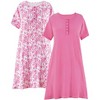 Collections Etc 2-Pack Pretty Paisley Print Short-Sleeve Henley Gown - 4 of 4