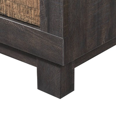 Rustic Walnut 2-Drawer Nightstand with Dark Nickel Pulls