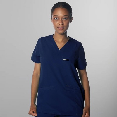 Members Only Palermo V-Neck Scrub Top for Women With Zipper Pocket