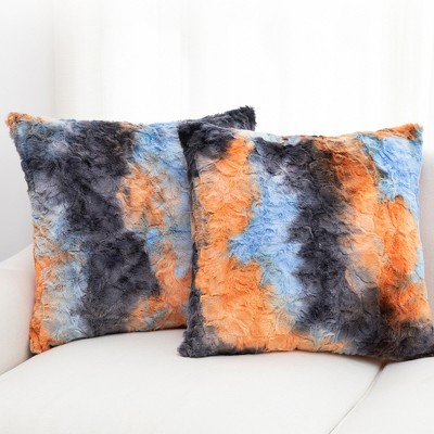 Multicolored Faux Fur 18" x 18" Throw Pillow Set