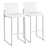 Set of 2 Fuji High Back Stainless Steel/Faux Leather Barstools - LumiSource