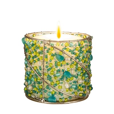 Gallerie II Aqua Beaded Votive Holder