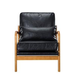 Accent Chair,Mid-century and Simple Style Chair,Non-slip Leg Pads Chair,Perfect for Living Room,Bedroom,Office,Black - 1 of 4