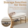 TiramisuBest Industrial Entryway Shoe Bench with Upholstered Seat & Rustic Storage, Fabric & Metal Design for Small Spaces (Antique Brown) - 4 of 4