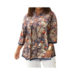 Women's Notched V-Neck Anaise Tunic - Plus - On The Plus Side - 1 of 3