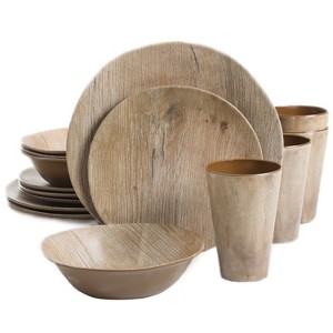 Gibson Home Woodlands Round 16-Piece Melamine Dinnerware Set - 1 of 4