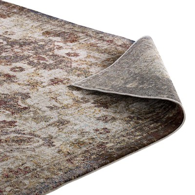 Multicolor Floral Synthetic 4' x 6' Easy Care Area Rug
