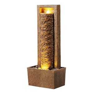 Teamson Home 32" Metal Fiberglass and Polyresin Cascading Framed Column Fountain Brown - 1 of 4