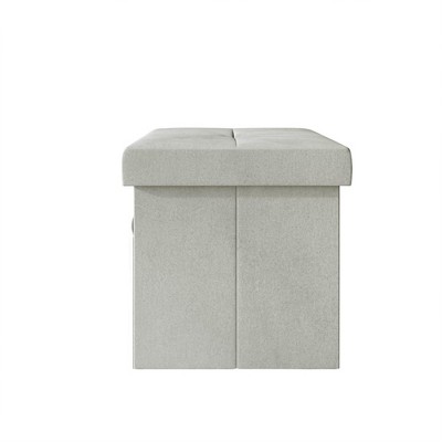 Home Design Chico 12" Tufted Upholstered Folding Storage Bench With Pocket