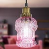 River of Goods 4.5" 1-Light Delphine Glass and Metal Pendant Pink: Gold-Finish Canopy, Adjustable Cord - 3 of 4