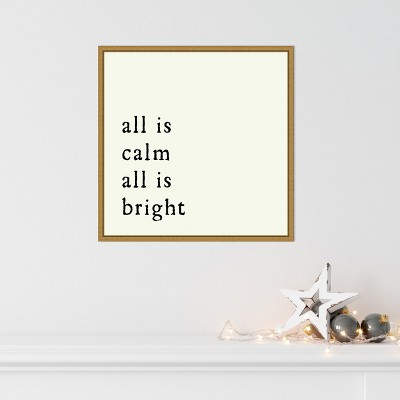 All is Calm All is Bright Gold Framed Canvas Print