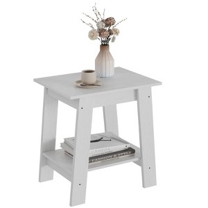 2-Tier Side Table with Storage Shelf, Small End Table/Nightstand for Living Room, Bedroom, Entryway, Farmhouse Style - 1 of 4