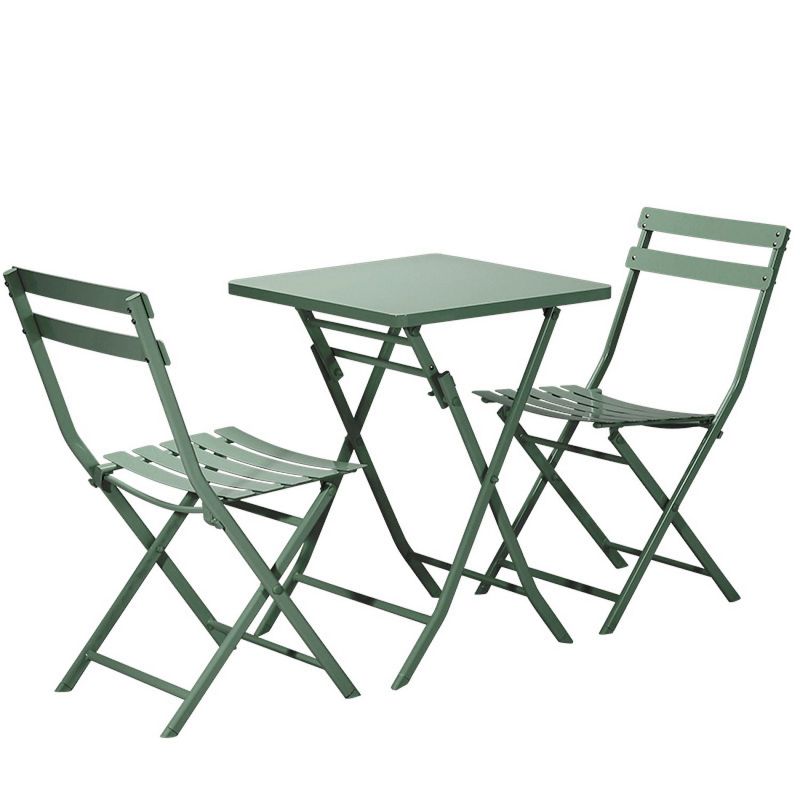 3-piece Modern Patio Bistro Set of Foldable Square Table and Chairs - The Pop Home, 2 of 7