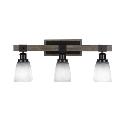 Toltec Lighting Tacoma 3 - Light Vanity in  Black/Painted Wood with 4.5" Square White Muslin Shade