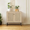 2-Door Rattan Storage Cabinet, Sideboard Buffet Accent Cabinet with Storage, Kitchen Cupboard for Living Room, Hallway, Entryway, Light Oak+Black - 2 of 4