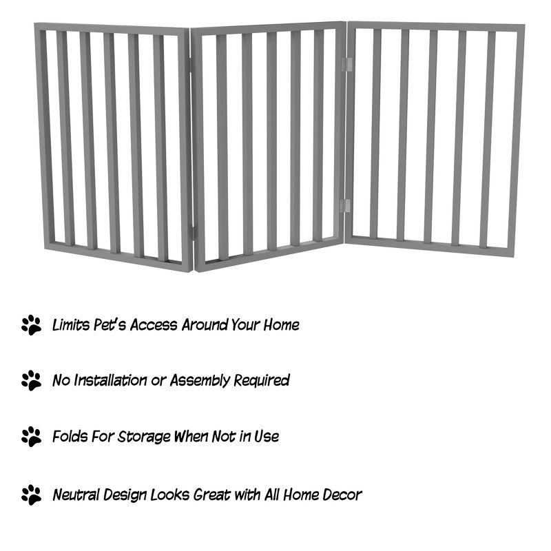 Indoor Pet Gate - 3-Panel Folding Dog Gate for Stairs or Doorways - 54x24-Inch Freestanding Pet Fence for Cats and Dogs by PETMAKER (Gray), 3 of 9