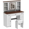 CAVINAS Vanity Desk with Mirror Small Vanity with Sliding Mirror and Charging Station, Stool for Apartment, Bedroom - 2 of 4