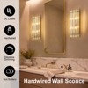 CityFurn 2-Light 25in Modern Rectangular Ribbed Glass Wall Sconces for Living Room - 3 of 4