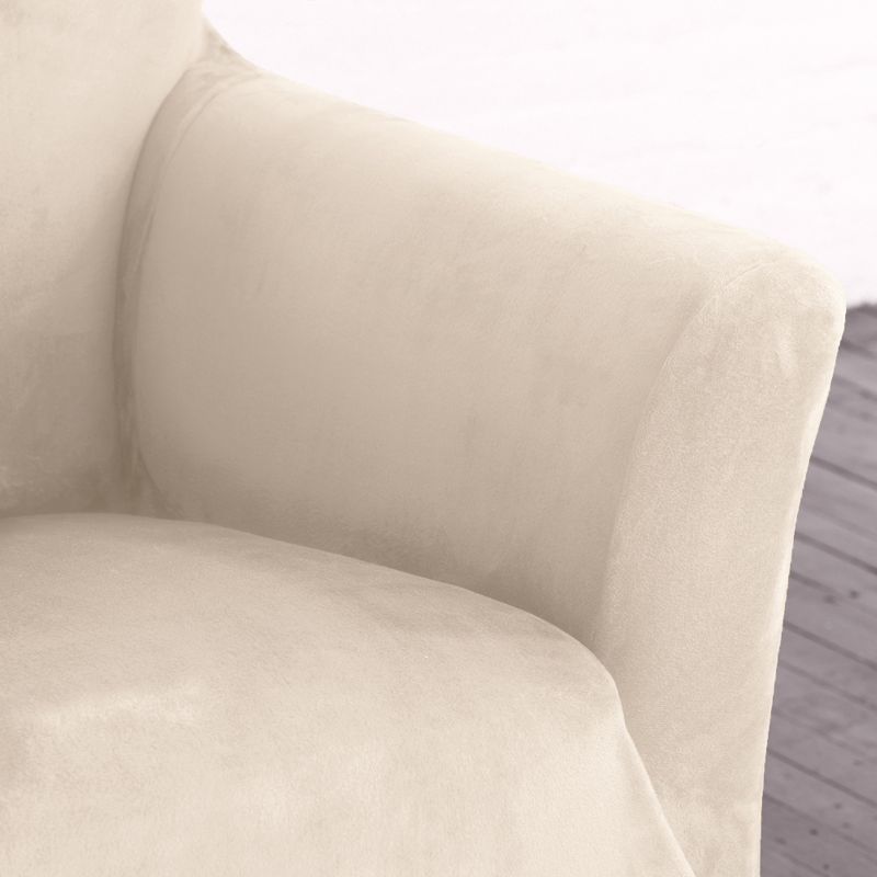 Great Bay Home Stretch Fit Velvet Chair Slipcover, 3 of 6