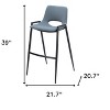 HomeRoots Set of Two 30" Blue And Black Faux Leather And Steel Low Back Bar Height Bar Chairs - 3 of 4
