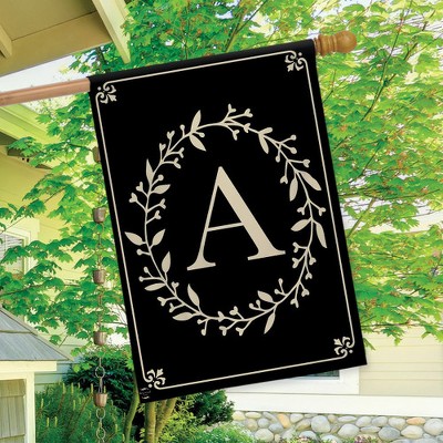 Classic Black Monogram Letter A House Flag