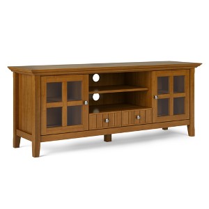 60" Wood TV Media Stand with Cord Management, Tempered Glass Doors and Bottom Drawers for Living Room and Bedroom - 1 of 4
