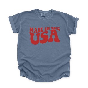 Simply Sage Market Women's Made In The USA Wavy Short Sleeve Garment Dyed Tee - 1 of 4