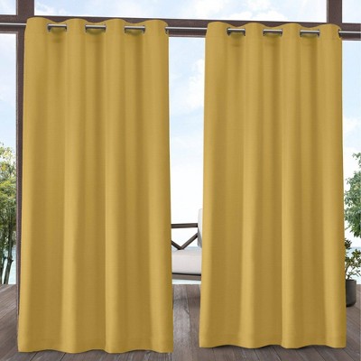 Set of 2 Delano Indoor/Outdoor Heavy Textured Grommet Top Light Filtering Window Curtain Panels - Exclusive Home