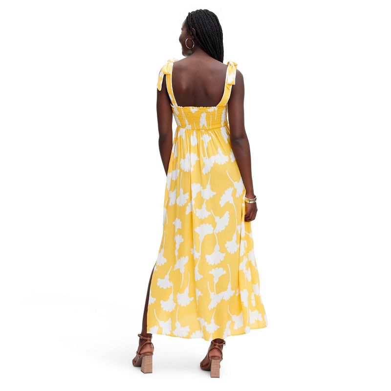 Women's Smocked Tie Strap Ginkgo Yellow Midi Dress - DVF for Target, 2 of 9
