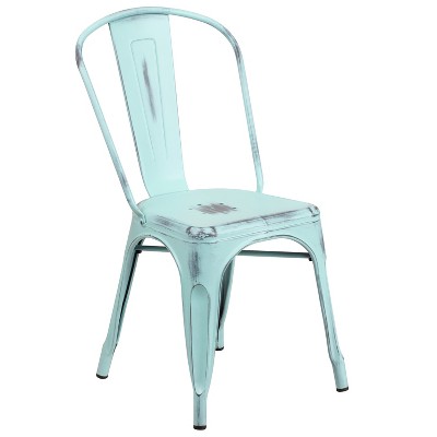 Flash Furniture Commercial Grade Distressed Metal Indoor-Outdoor Stackable Chair