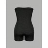 Mocamel  Women's Summer Solid Color Side Slit Hem Bandeau Top & Fitted Shorts Set - 2 of 4