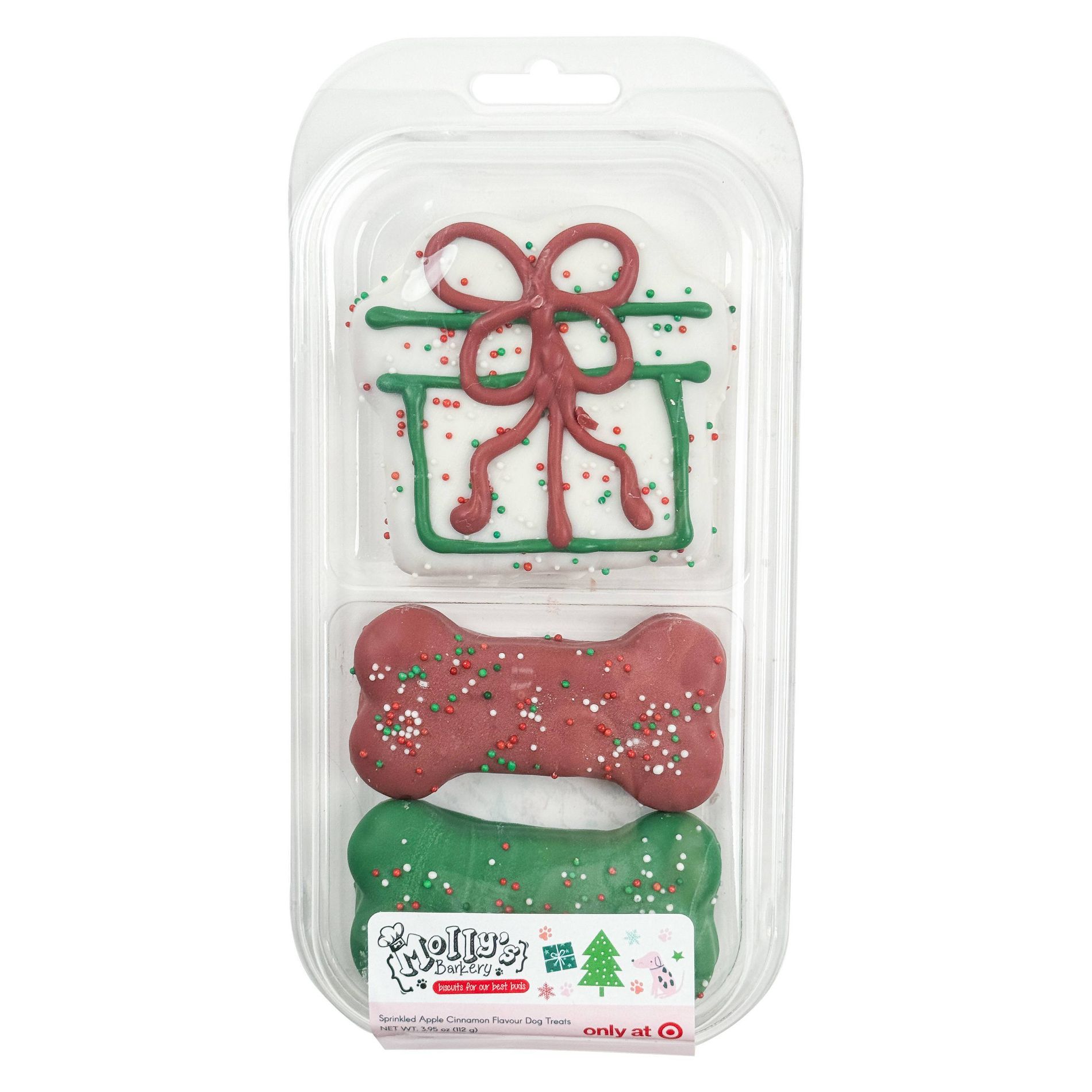 Molly's Barkery Holiday Hand Deco Cookie Apple and Cinnamon Flavor Crunchy Dog Treats - 3.95oz