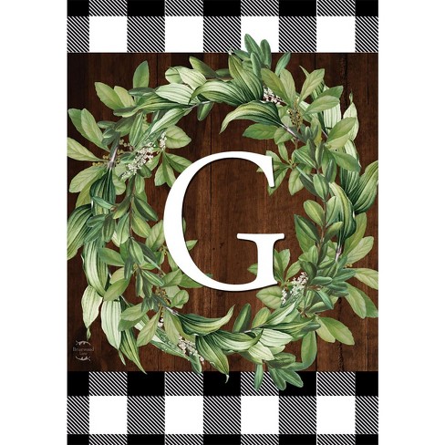 Wreath Monogram G Double-Sided House Flag Everyday 28" x 40" Briarwood Lane - image 1 of 4